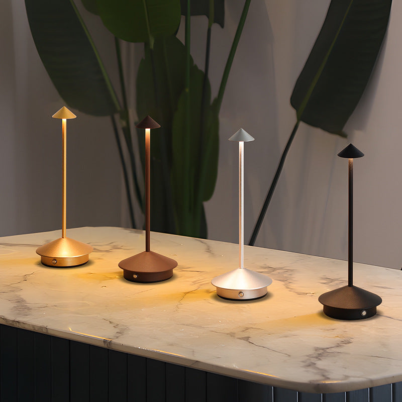 Rechargeable LED Table Lamp with Touch Sensor Dimming and Weather Resistant Build