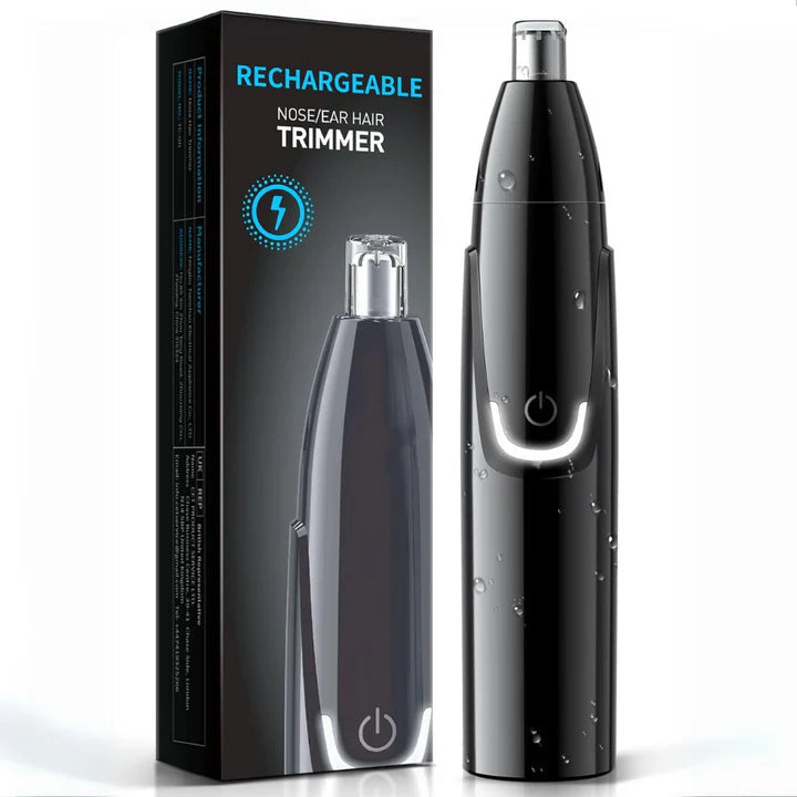 Rechargeable Nose and Ear Hair Trimmer with Spinning Blade Guard and Quiet Operation