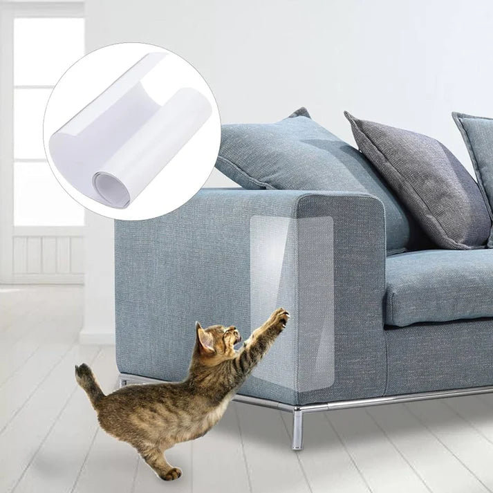 Clear Self-Adhesive Furniture Protector Sheet with Scissor-Trimable Design for Cats