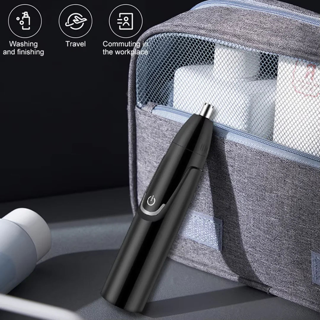 Rechargeable Nose and Ear Hair Trimmer with Spinning Blade Guard and Quiet Operation