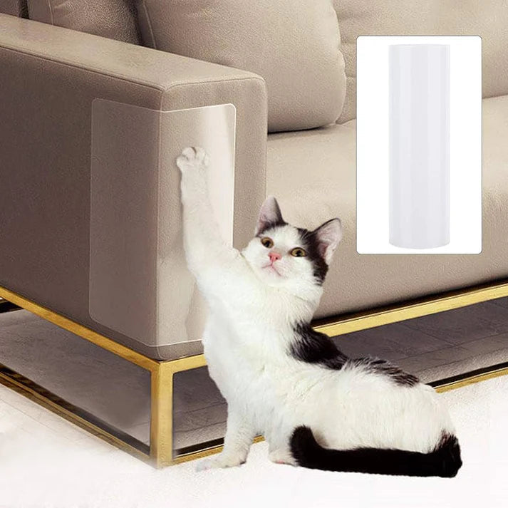 Clear Self-Adhesive Furniture Protector Sheet with Scissor-Trimable Design for Cats