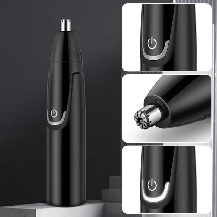 Rechargeable Nose and Ear Hair Trimmer with Spinning Blade Guard and Quiet Operation
