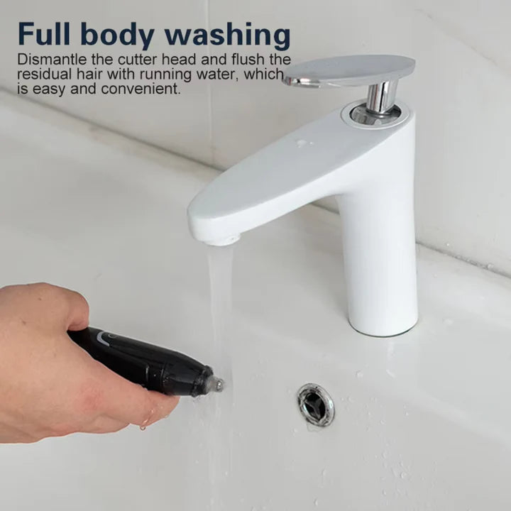Rechargeable Nose and Ear Hair Trimmer with Spinning Blade Guard and Quiet Operation