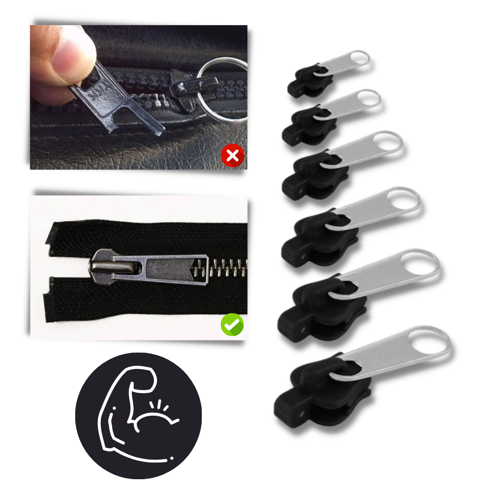 Zipper Slider Replacement Set with 6 Sizes and Aluminum Clips for Instant Repairs