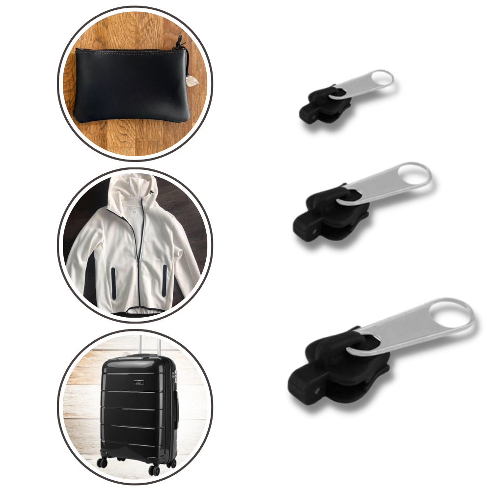 Zipper Slider Replacement Set with 6 Sizes and Aluminum Clips for Instant Repairs