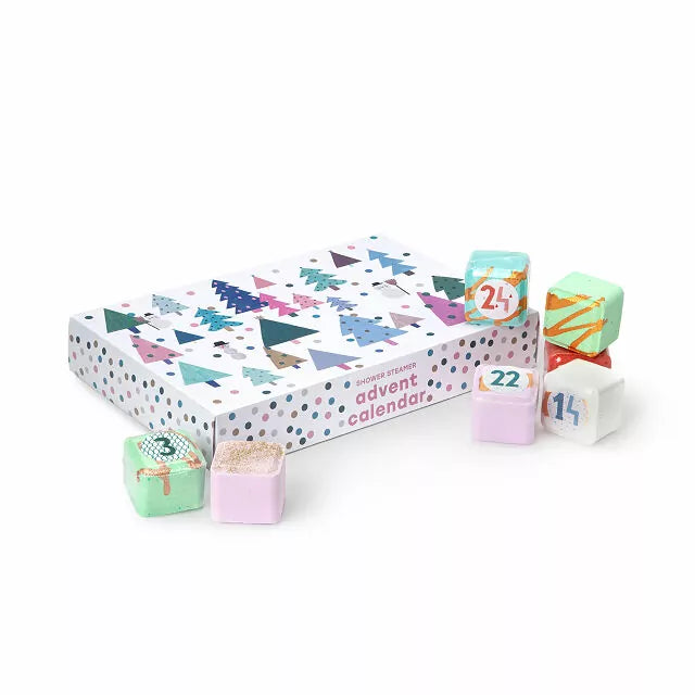 Seasonal Shower Steamer Advent Calendar Box Set with 24 Essential Oil Scented Steamers