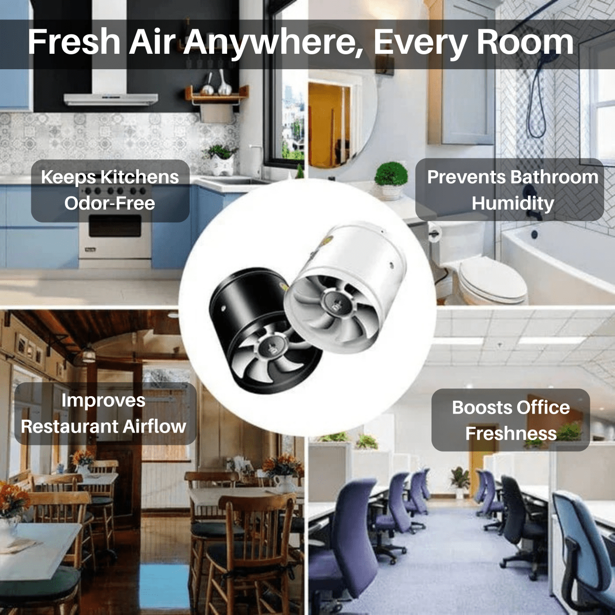Quiet Bathroom Extractor Fan at 32 dB with ABS Housing in Black or White and 4 Sizes