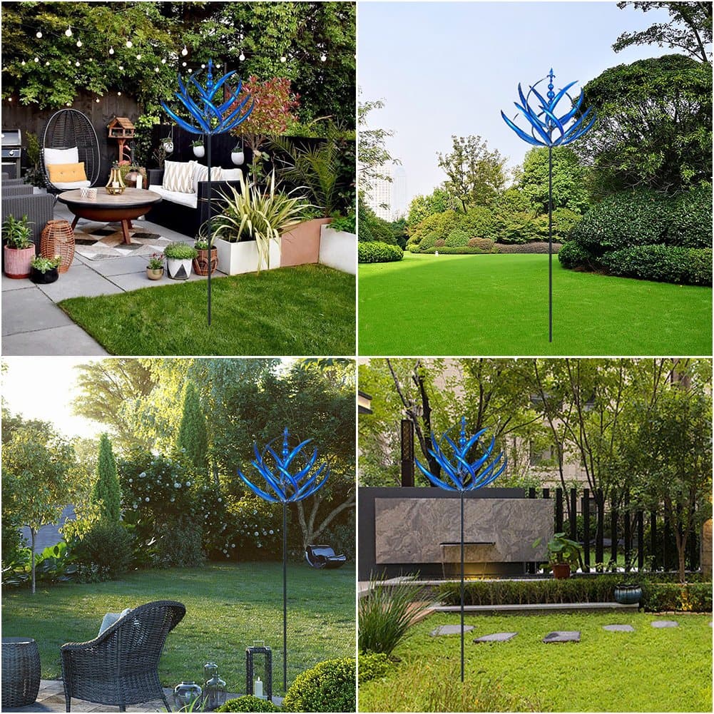 Metal Wind Spinner with Ground Stake and Bearing System for Gardens
