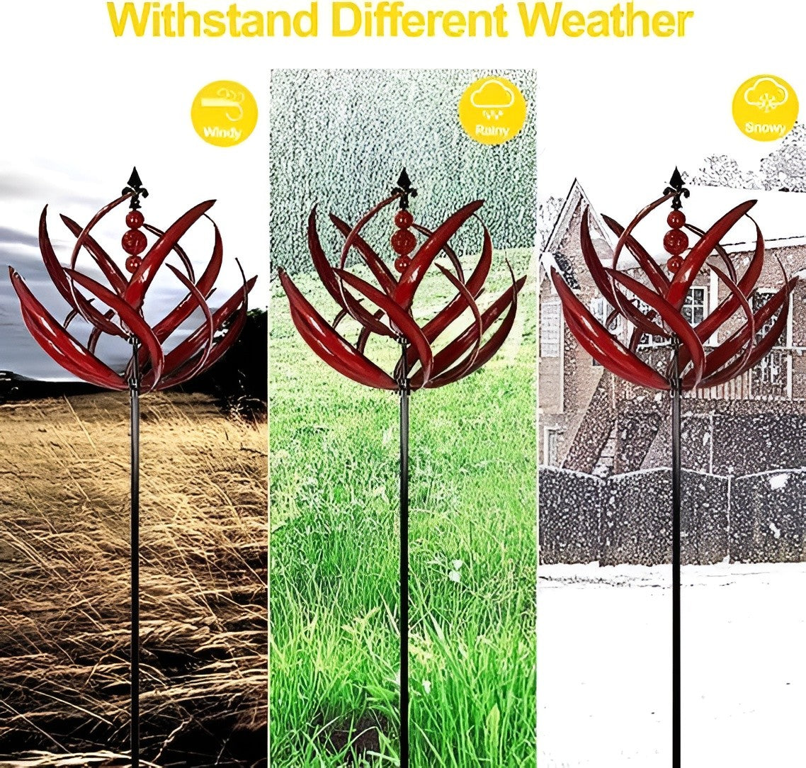 Metal Wind Spinner with Ground Stake and Bearing System for Gardens