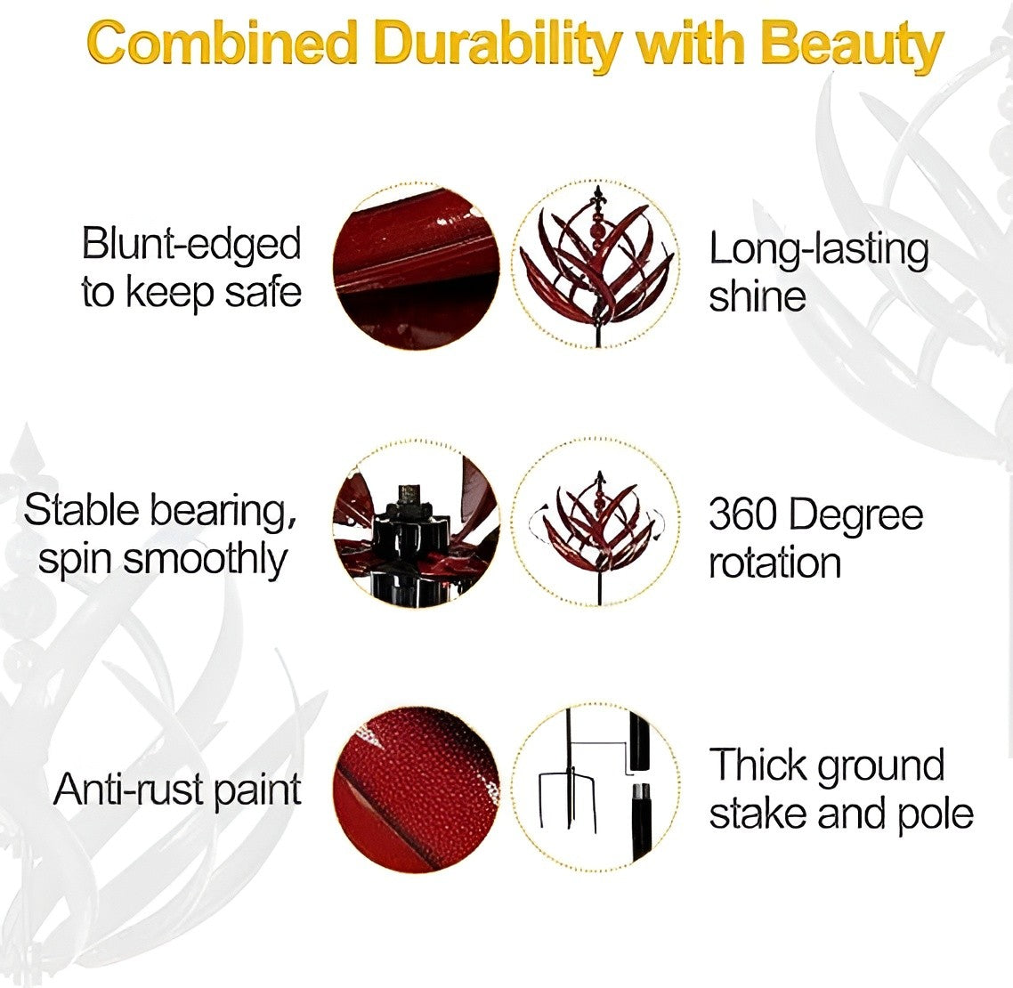 Metal Wind Spinner with Ground Stake and Bearing System for Gardens