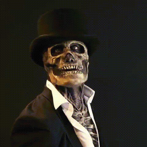 Full Face Skeleton Mask with Textured Bone Details and Matching Hat