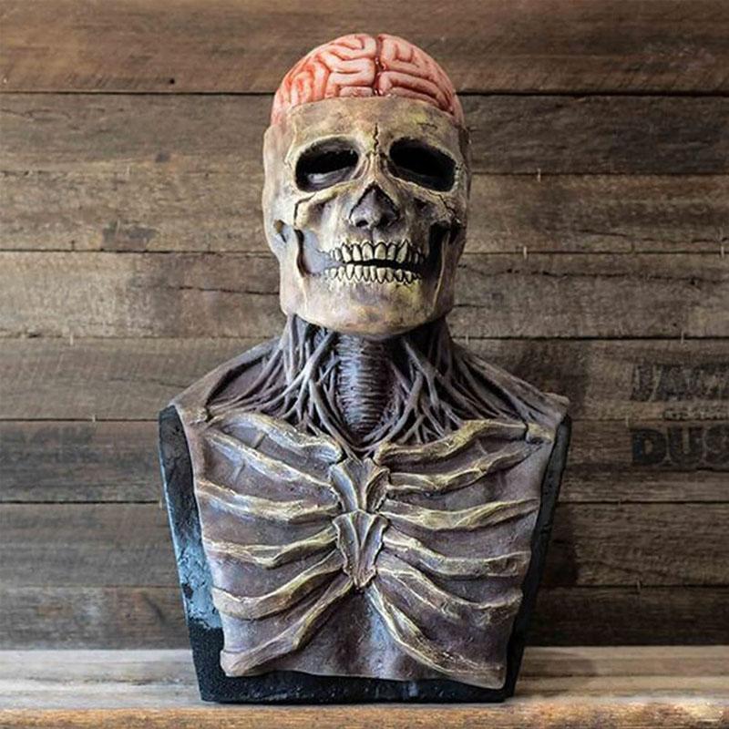 Full Face Skeleton Mask with Textured Bone Details and Matching Hat