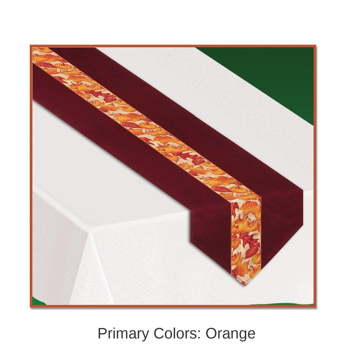 Fabric Table Runner Set of 6 with Autumn Leaves Pattern and Burgundy Orange Design, 12x72 Inches