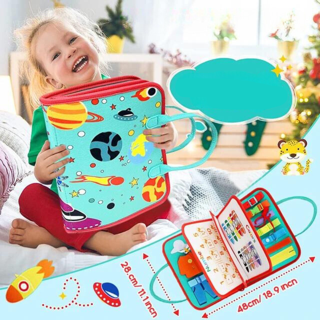 Toddler Activity Book with Zippers and Buttons for Letters and Numbers Learning