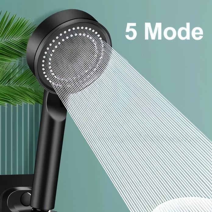 Handheld Shower Head with Five Spray Modes and Flow Control Button