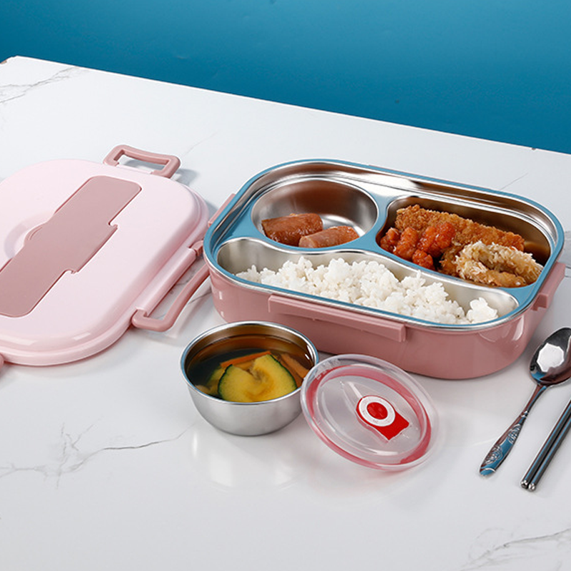 Insulated Lunch Container with Stainless Steel Interior and Four Point Snap Closure