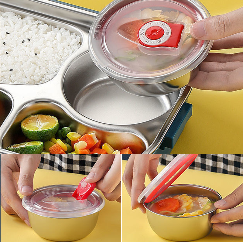 Insulated Lunch Container with Stainless Steel Interior and Four Point Snap Closure
