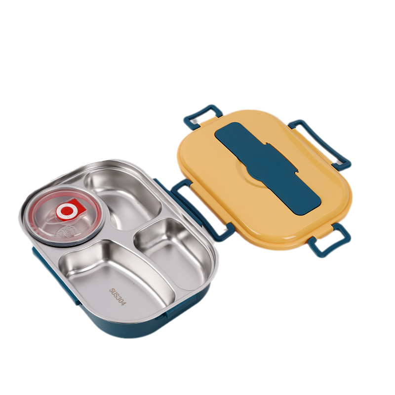 Insulated Lunch Container with Stainless Steel Interior and Four Point Snap Closure