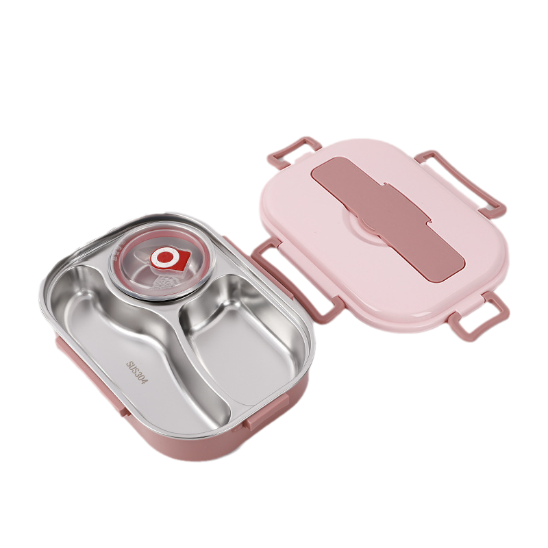 Insulated Lunch Container with Stainless Steel Interior and Four Point Snap Closure