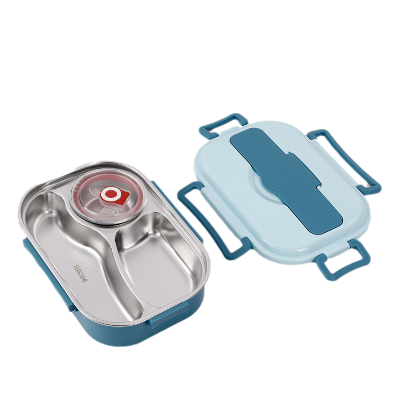 Insulated Lunch Container with Stainless Steel Interior and Four Point Snap Closure