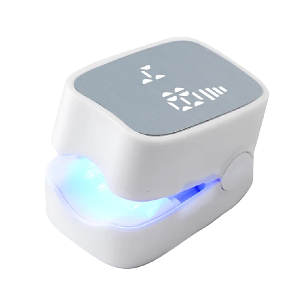 Portable Nail Care Device with Blue Light and Clip On Design