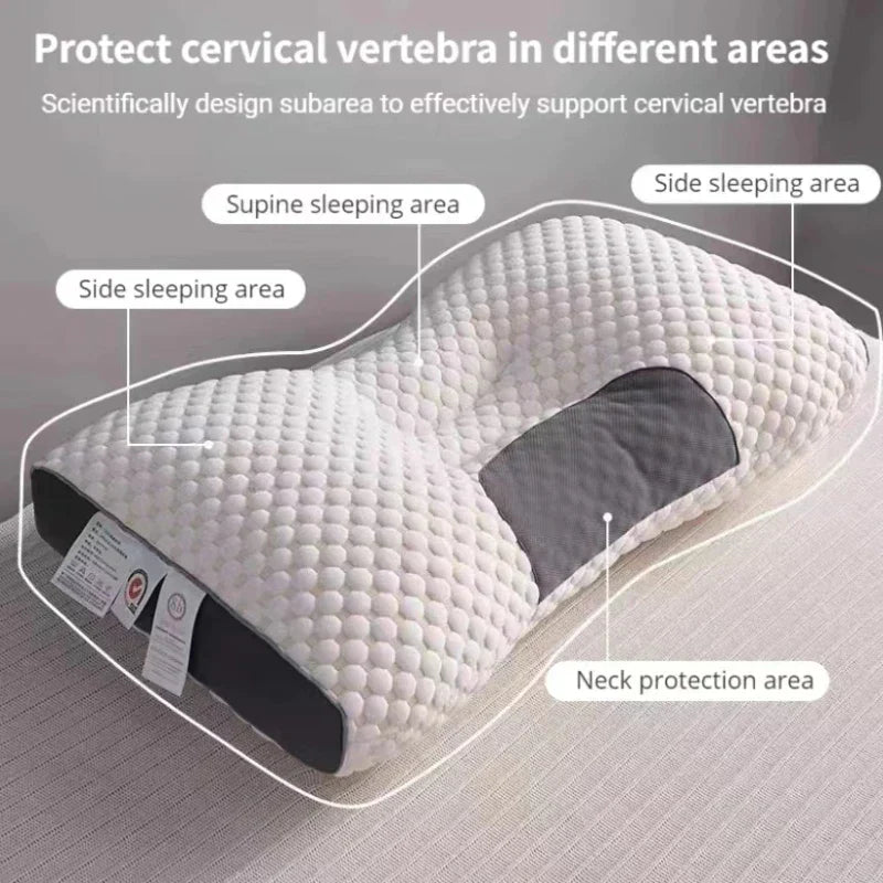 Cervical Neck Pillow with Soybean Fiber Filling and Divided Support Zones