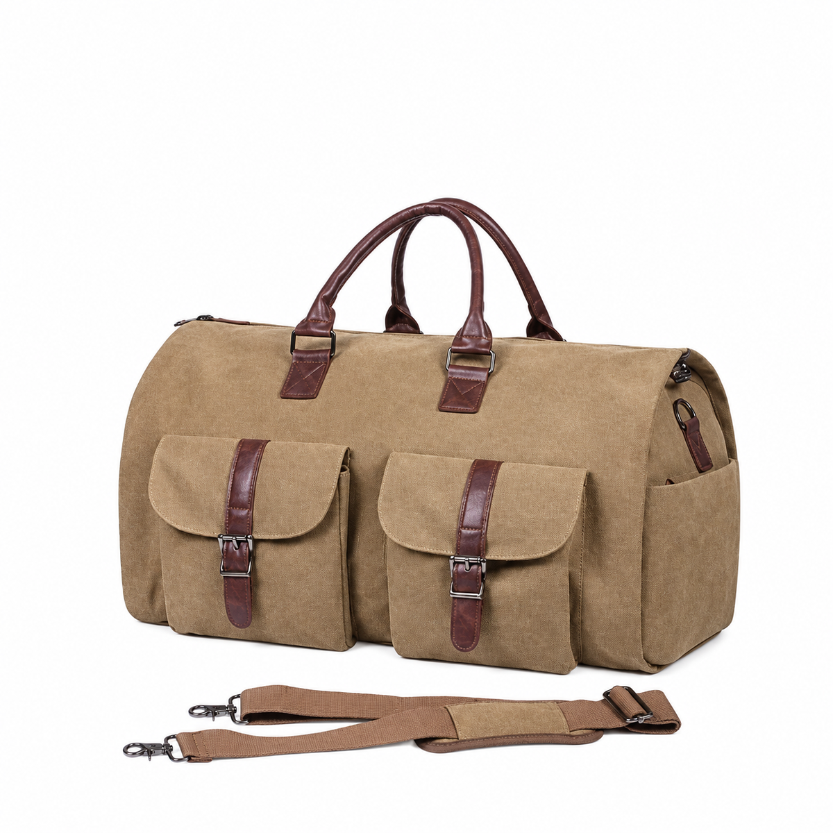 Garment Bag with Telescoping Handle and Shoe Compartment, Three Carry Modes