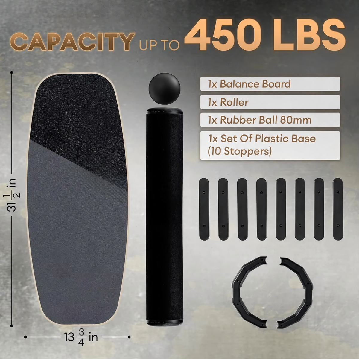 Balance Training Board with Roller and Balance Ball, 9 Adjustable Difficulty Modes