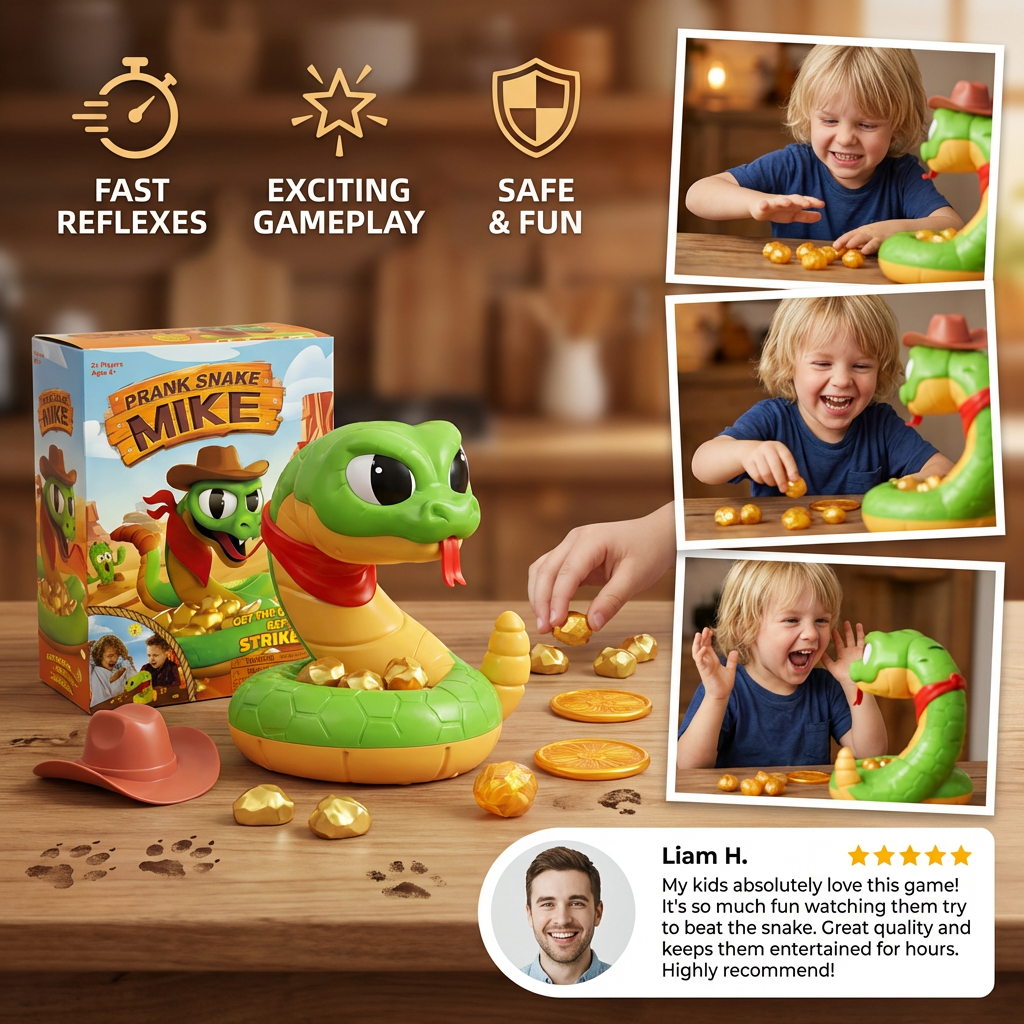 Rattlesnake Reaction Game with Unpredictable Strike Action for 1-4 Players