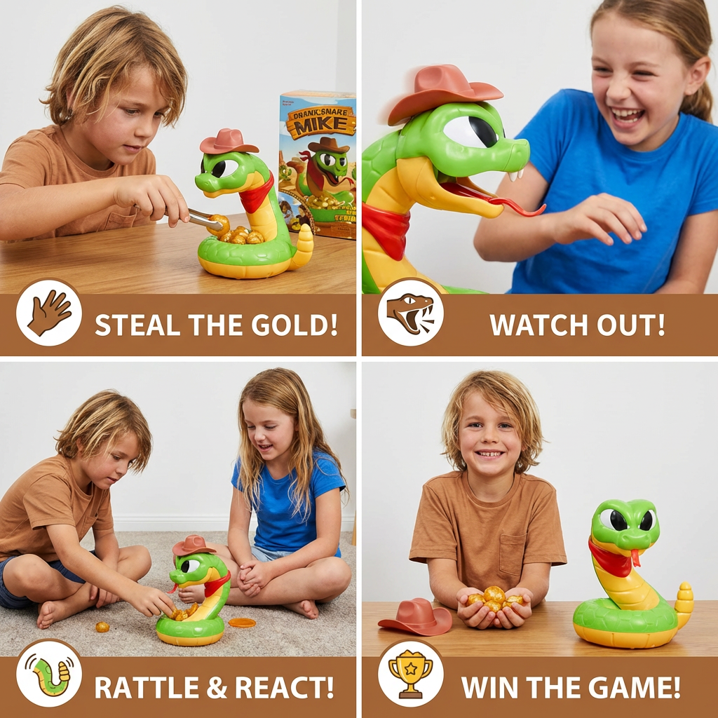 Rattlesnake Reaction Game with Unpredictable Strike Action for 1-4 Players