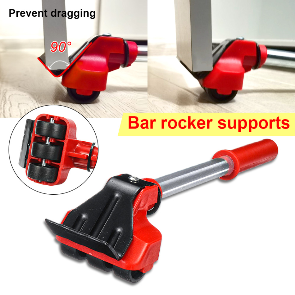 Rotating Furniture Pads with Lifting Bar and 360-Degree Wheels, Non-Marking