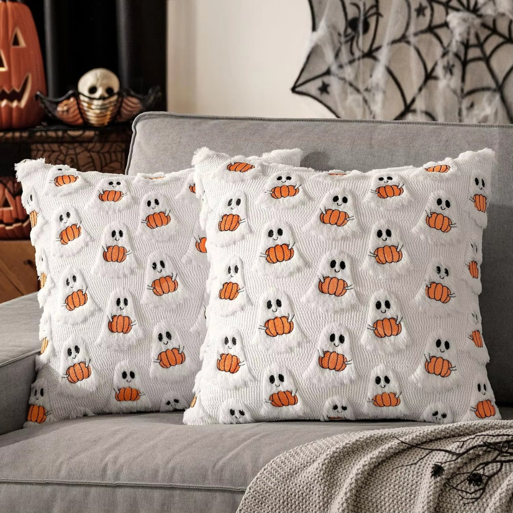 Pumpkin Cushion Cover with Microfiber Blend Fabric for 18x18 Inch Inserts