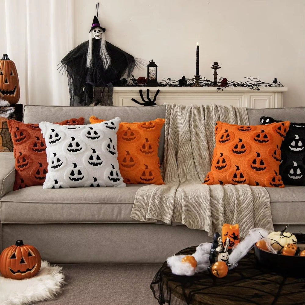 Pumpkin Cushion Cover with Microfiber Blend Fabric for 18x18 Inch Inserts