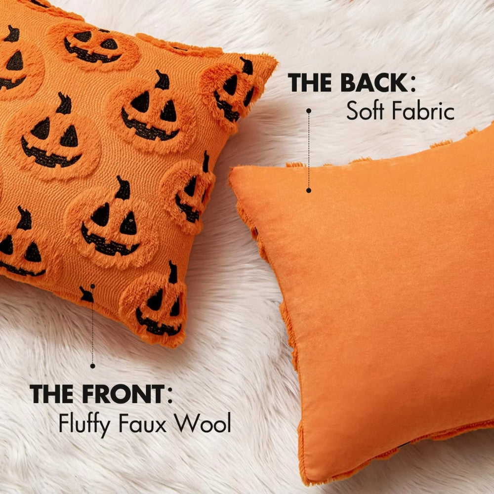 Pumpkin Cushion Cover with Microfiber Blend Fabric for 18x18 Inch Inserts
