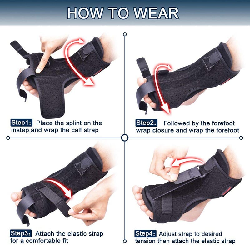 Foot Night Splint with Adjustable Straps and Breathable Fabric