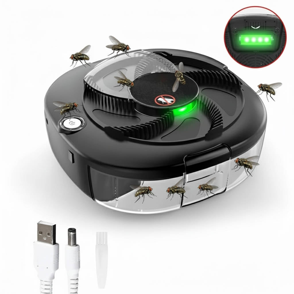 Automatic Fly Trap with Rotating Sweep Arm and USB Charging, 72-Hour Battery