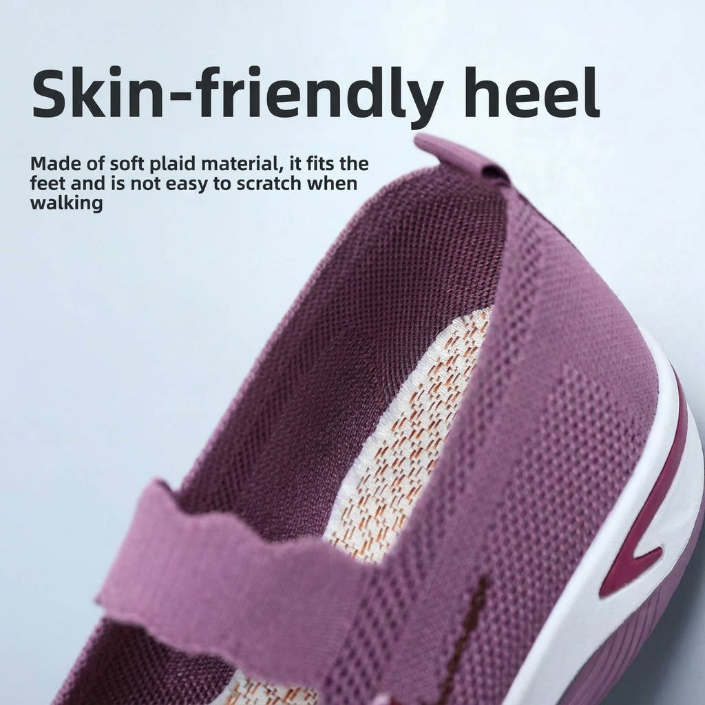 Women's Slip-On Mary Jane Shoes with Elastic Instep Strap and Floral Embroidery