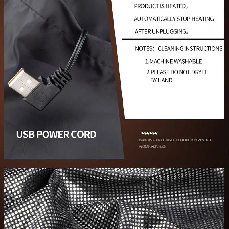 Heated Jacket with 9 Heating Zones and 3 Heat Settings for Outdoor Activities