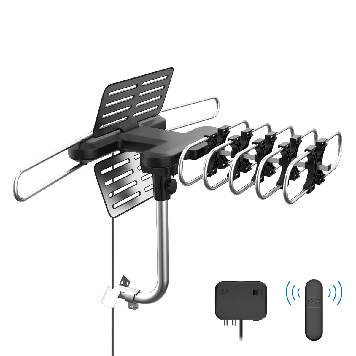 Motorized HD TV Antenna with Remote Control and 360 Rotation, 33ft Cable