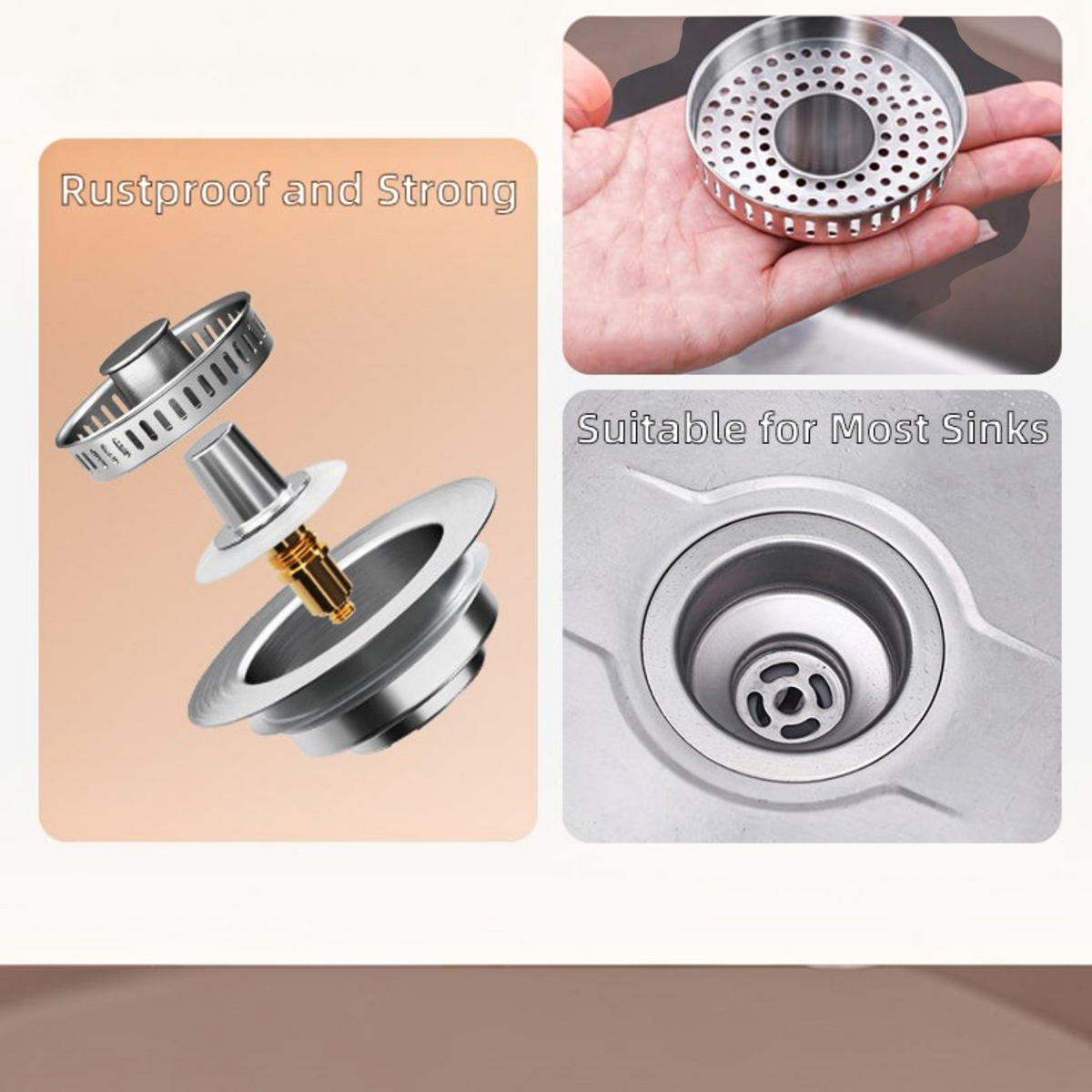 Pop Up Kitchen Sink Drain Strainer with Stainless Steel Basket Filter