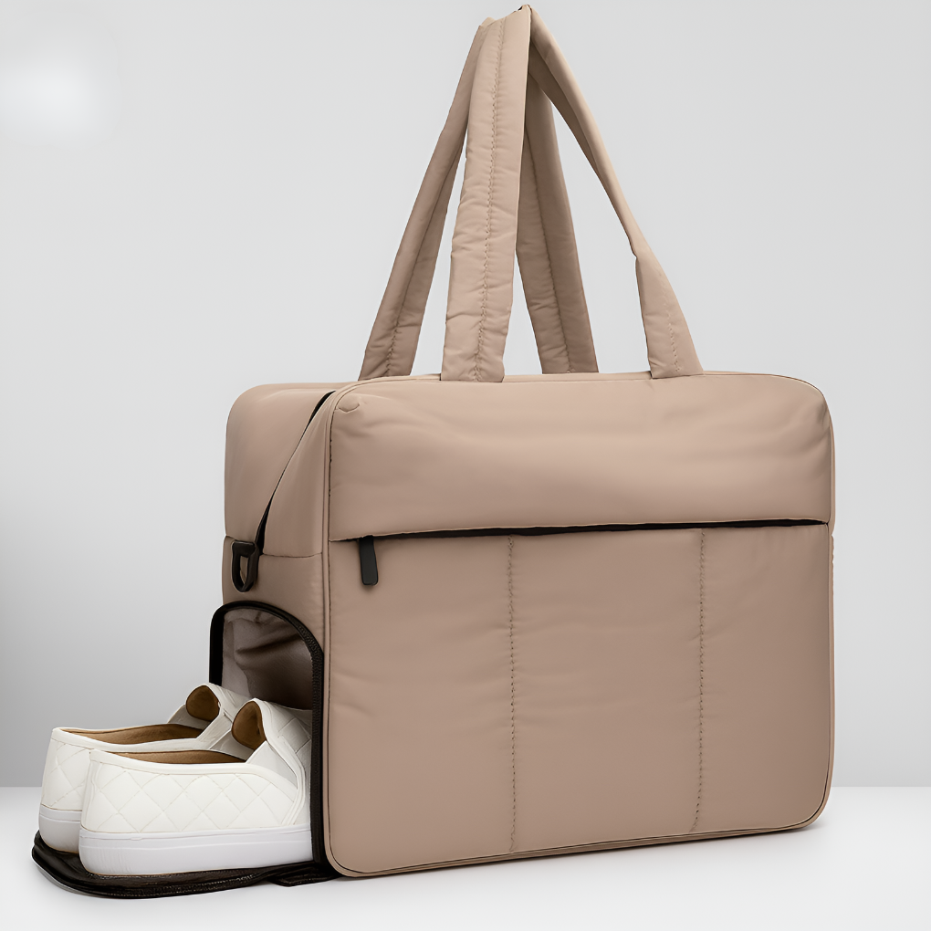 Quilted Duffle Bag with Padded Polyester Shell and Dual Carry Handles, 16 Inch