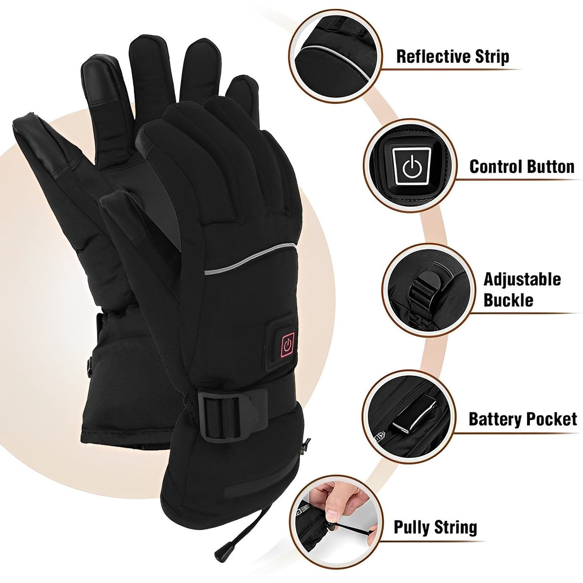 Battery Powered Gloves with Three Heat Settings and 8 Hour Runtime for Winter Work