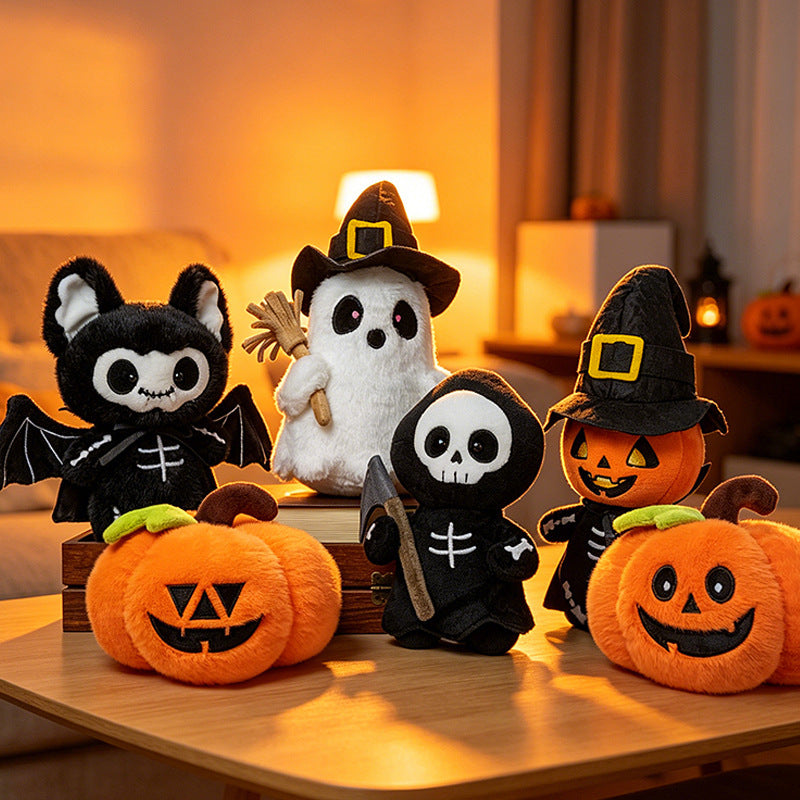 Seasonal Plush Character Set with Embroidered Details for Indoor Display