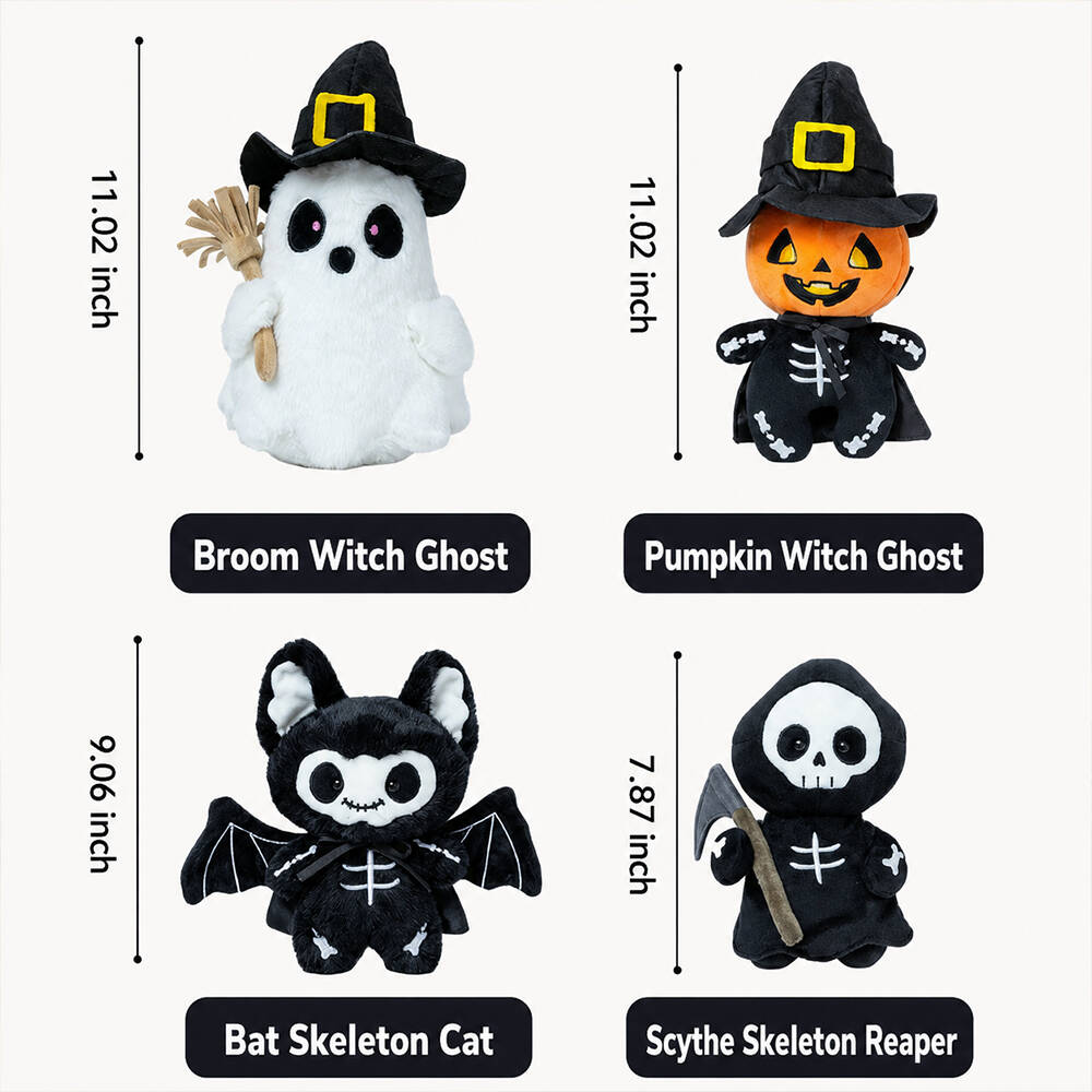 Seasonal Plush Character Set with Embroidered Details for Indoor Display
