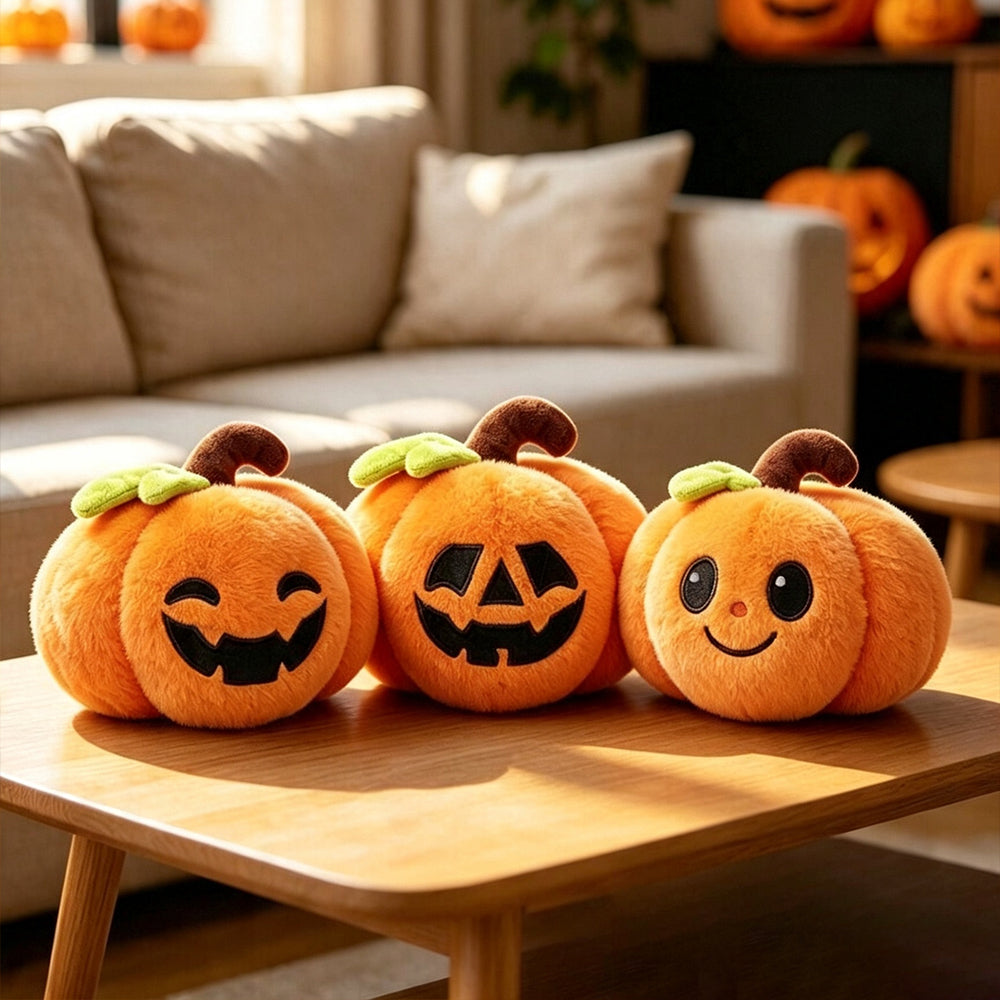 Seasonal Plush Character Set with Embroidered Details for Indoor Display