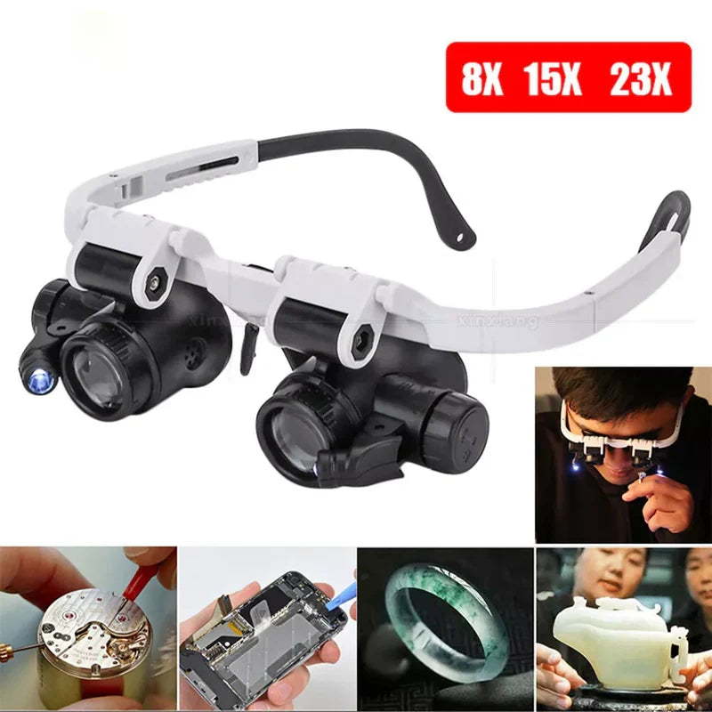 Magnifying Glasses with Dual LED Lights and Interchangeable Lenses