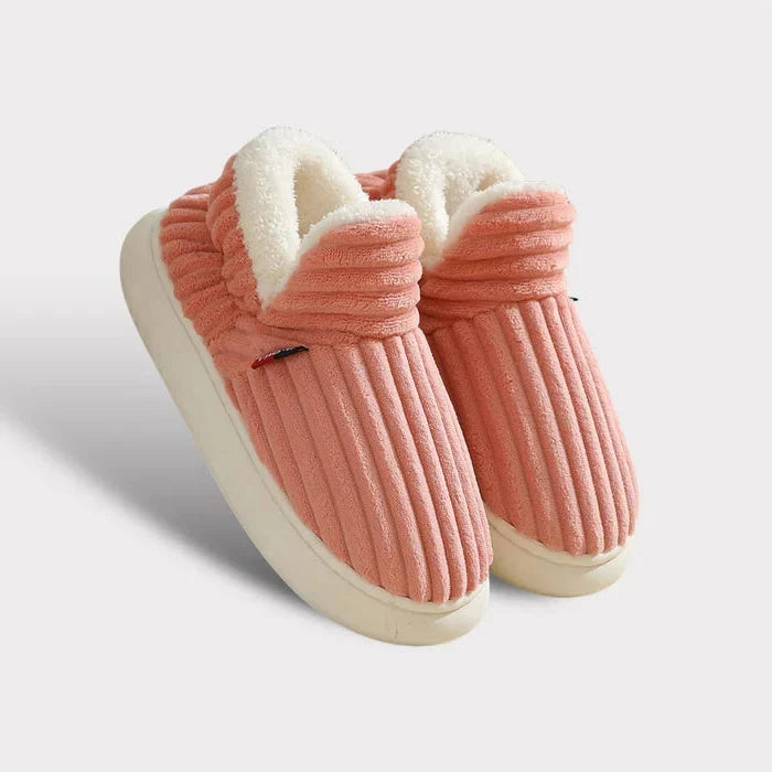 Ankle Height Fleece Slippers with Textured Non-Slip Base and Cushioned Sole