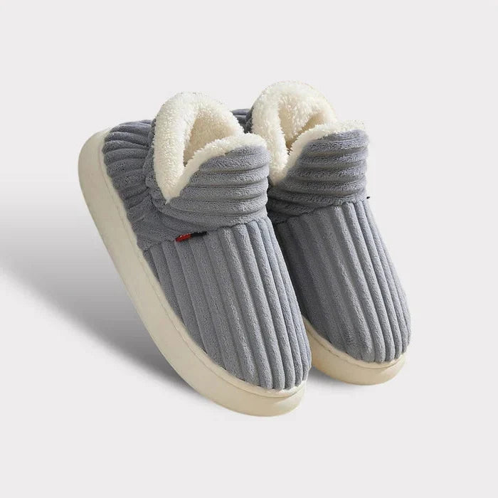 Ankle Height Fleece Slippers with Textured Non-Slip Base and Cushioned Sole