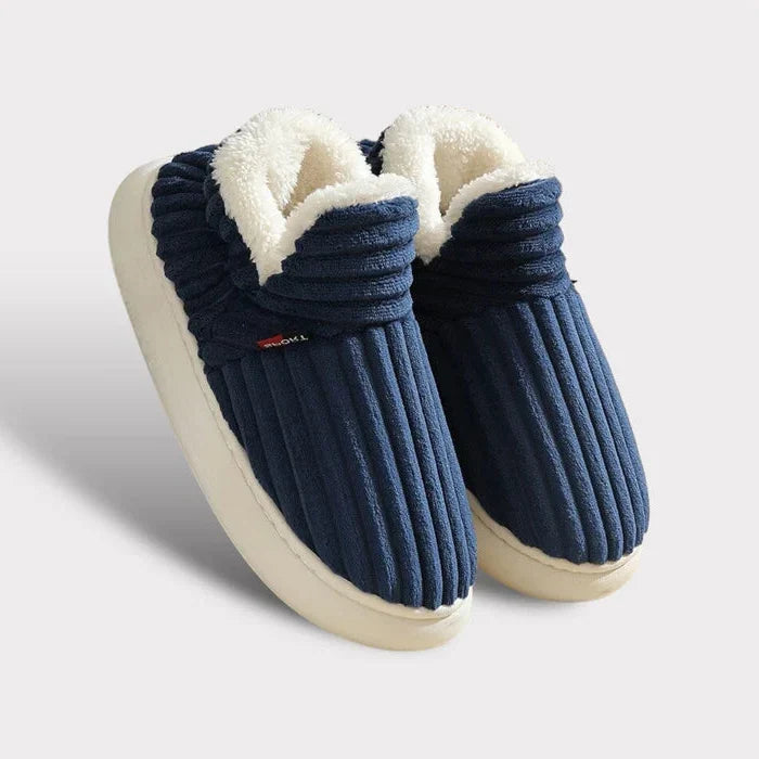 Ankle Height Fleece Slippers with Textured Non-Slip Base and Cushioned Sole