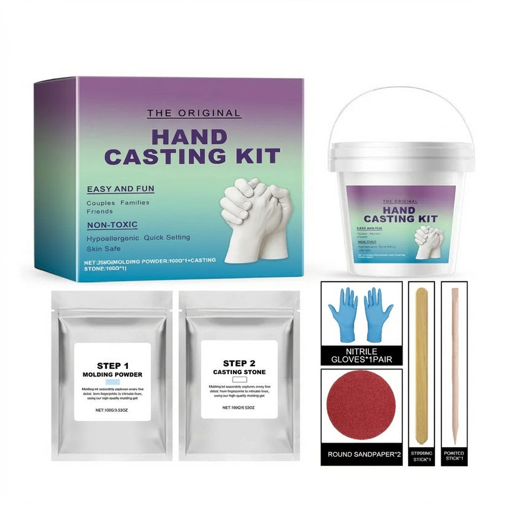 3D Hand Casting Kit for Families and Couples to Create a Plaster Keepsake Sculpture